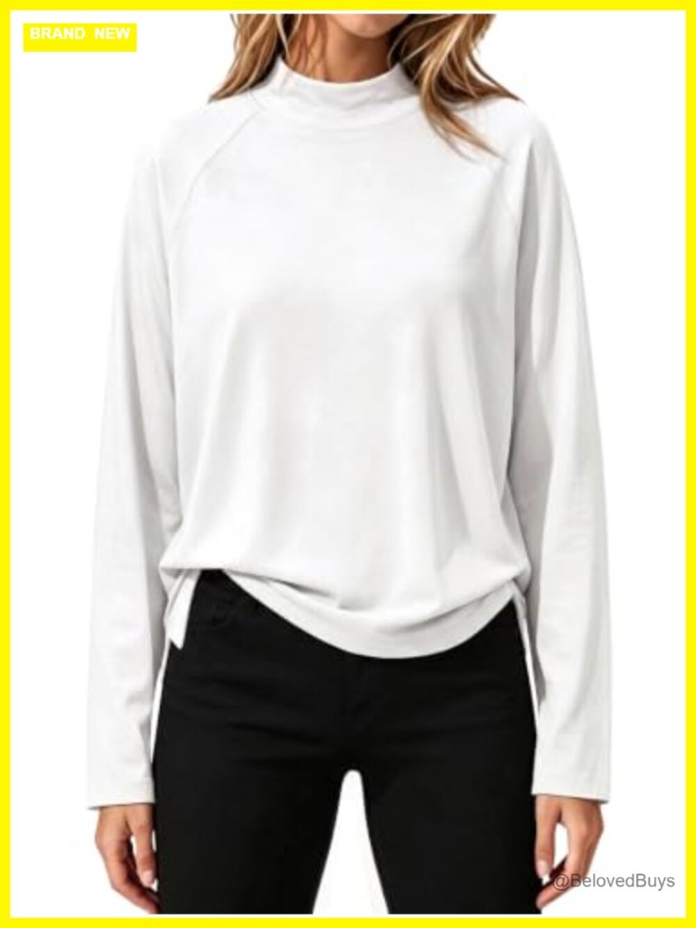 Womens Mock Neck Long Sleeve Athletic Tunic Top Loose Fit Workout Shirt Side